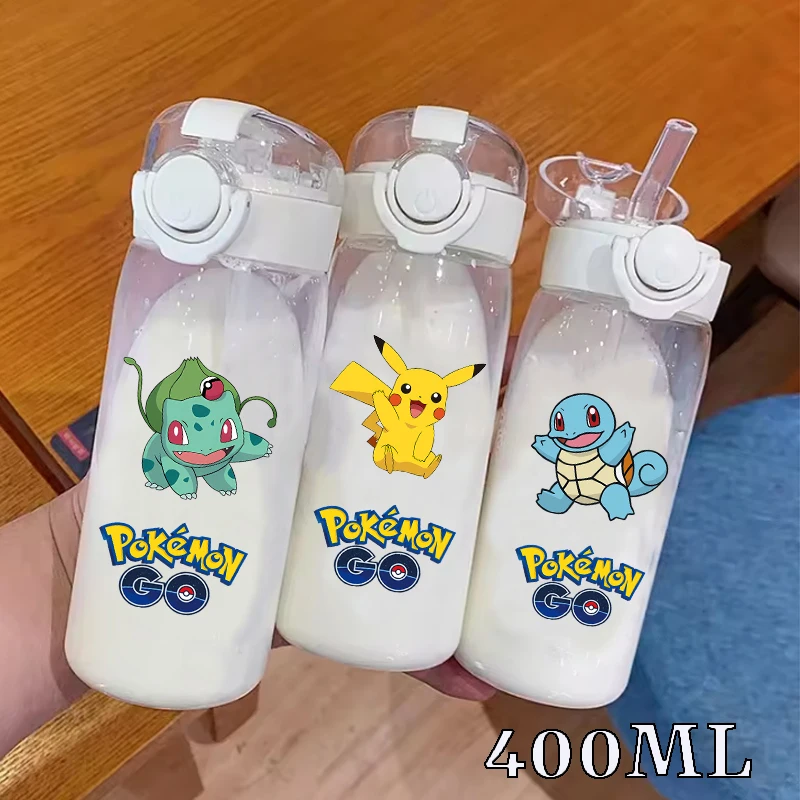 

400ML Pokemons Transparent Water Bottle Cartoon Anime Portable Water Cup Outdoor Leak Proof Sports Bottles Drinking Cup Gift Hot