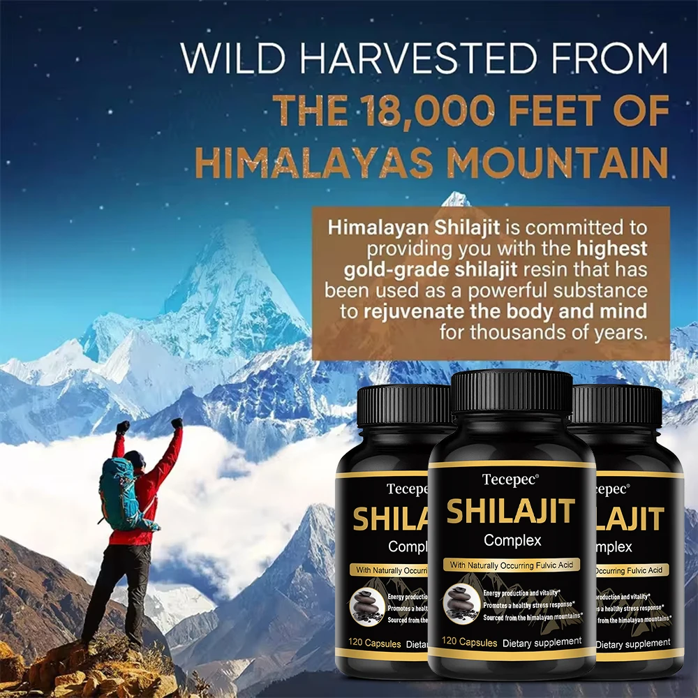 Pure Himalayan Shilajit Capsules - Trace Minerals & Fulvic Acid, Energy & Endurance Boost, Brain & Immunity Support 30/60/120cps