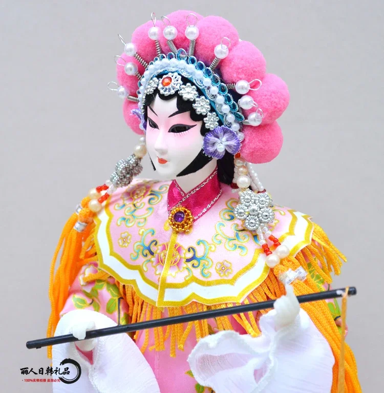 12inch Beijing Opera Doll Tradition Chinese Silk Dolls Handmade Statuette Figurines Ornaments Handicraft Gift Home Decoration