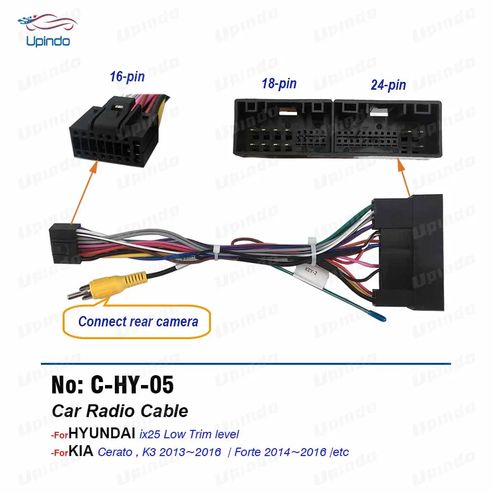 

Car Radio Cable CD Audio Player 16 Pin Power Wiring Harness Android Head Unit Connector for Hyundai ix25 KIA Cerato Forte K3