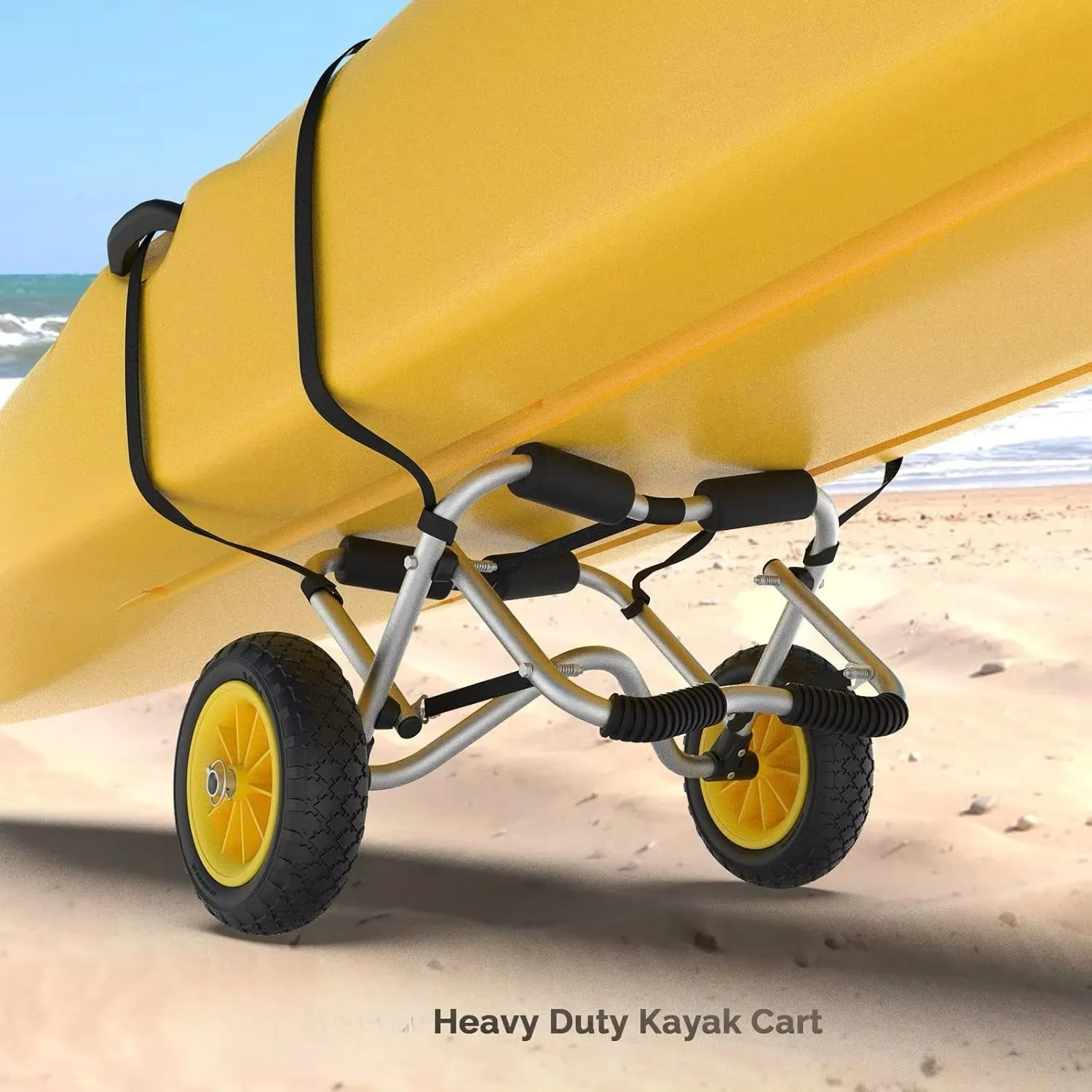 Aluminum Foldable 200-Pound Capacity Kayak Cart Canoe Dolly Airless Wheels for Fishing Accessories Paddle Board Boat Transport