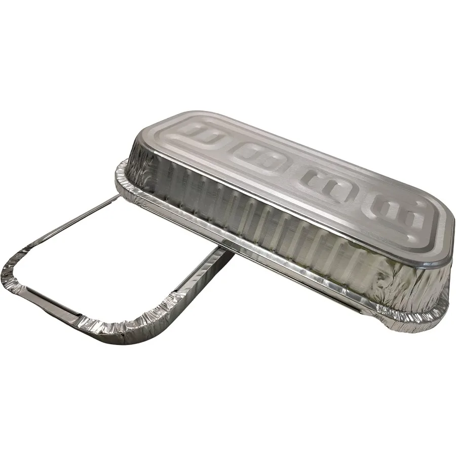 

Disposable Aluminum Foil 3 lb. Oblong Food Storage Pans with Board Lids 48 Ounces Perfect for Baking Preparing Food Pack of 50