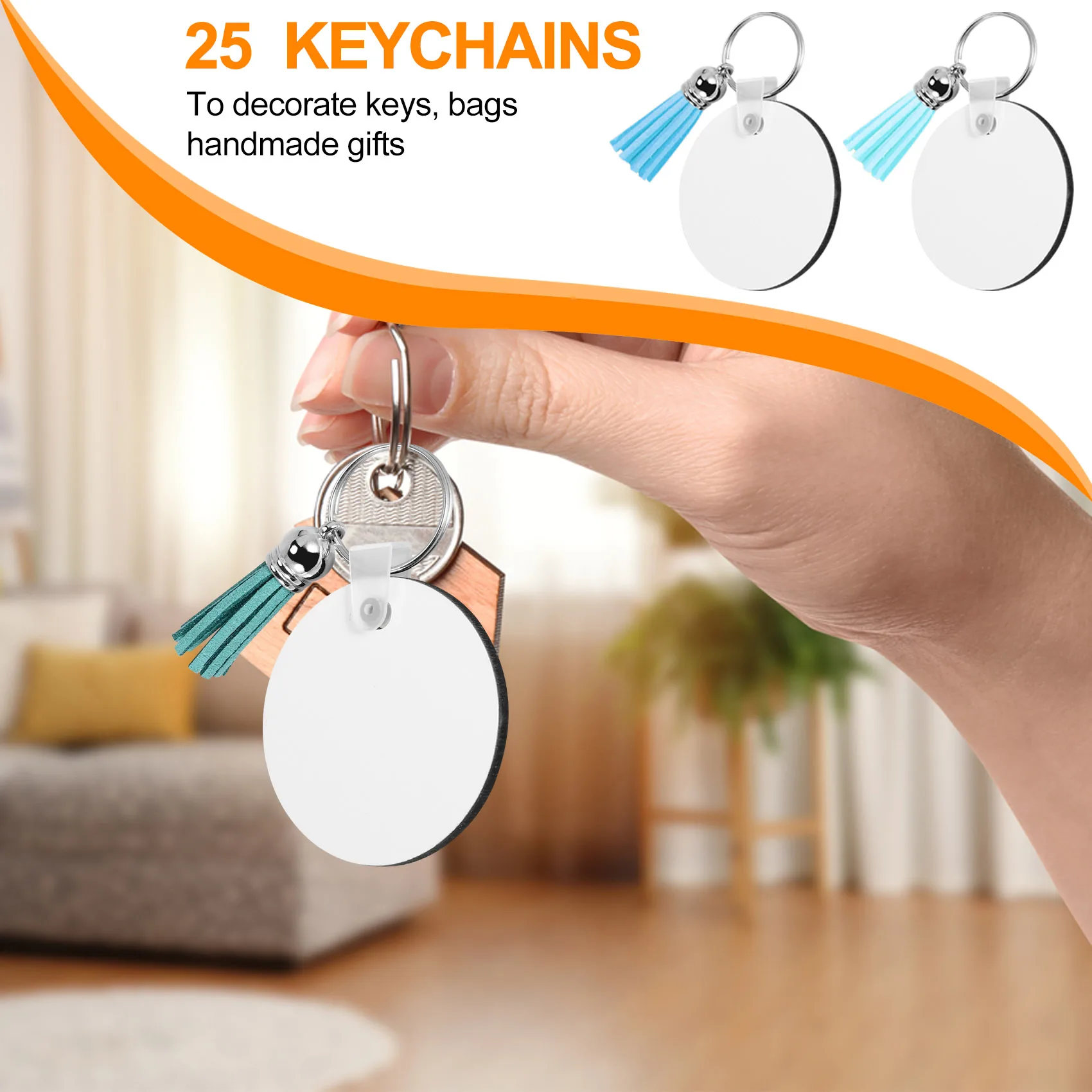 100ชิ้นช่องว่างการระเหิด MDF พวงกุญแจขนาดใหญ่ช่องว่างการระเหิดพวงกุญแจสองด้านสำหรับการทำหัตถกรรม DIY