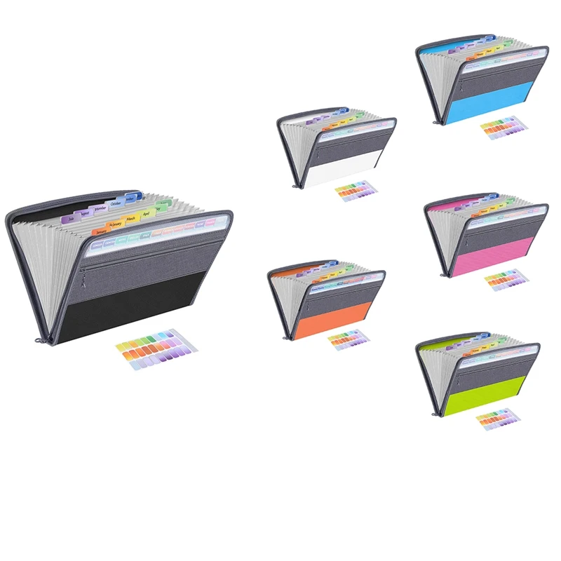 

13 Pocket File Folder Storage Rack,File Box Storage Bag,With Zipper, Suitable For A4 Paper, Banknotes,Document Receipt