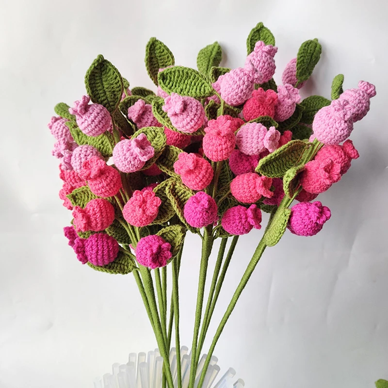 Hand Knitted Faux Fruit Flower Bouquet Handmade Artificial Blueberry Flower Wedding Party Gifts Home Living Room Decoration