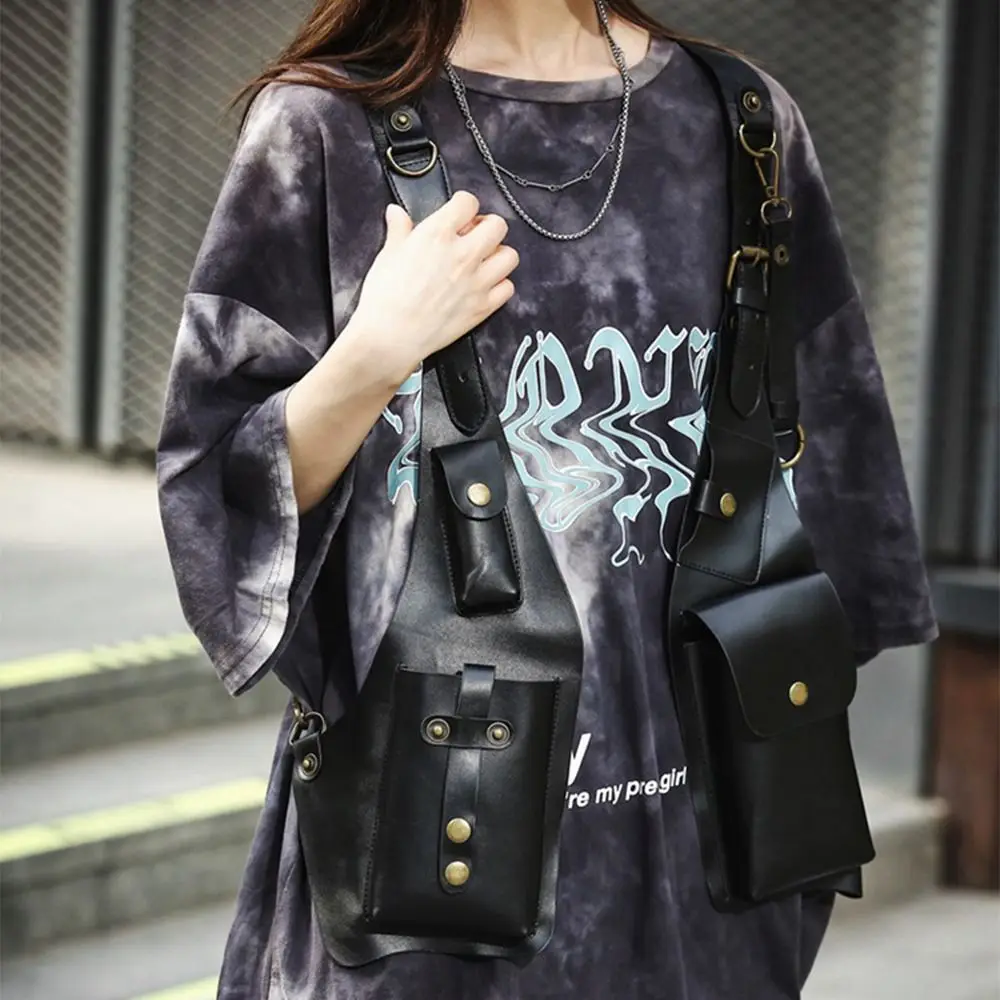 Retro Steampunk Shoulder Harness Bag PU Leather Anti-Theft Vintage Underarm Bag Practical Vintage Shoulder Harness Bag
