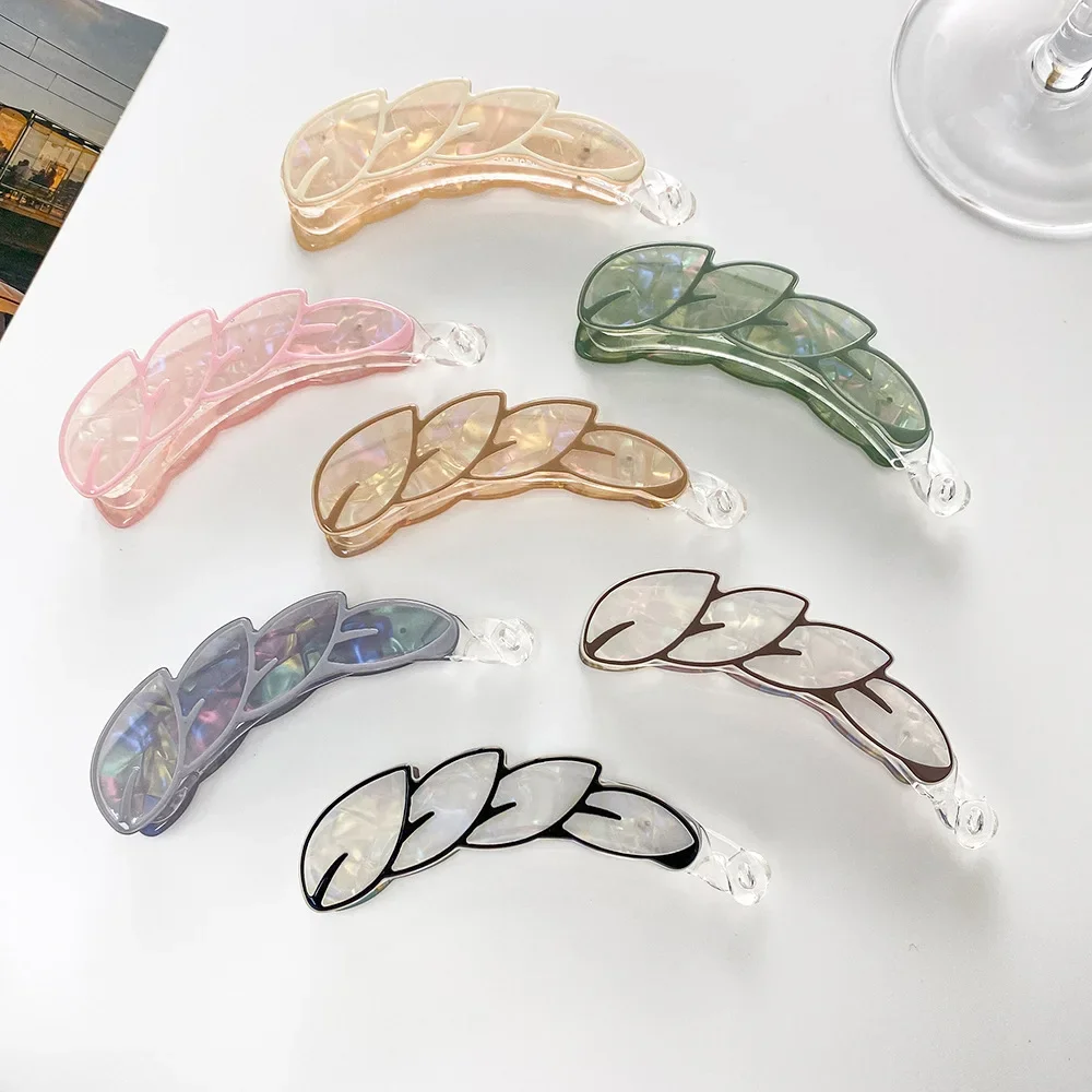 

Banana Hair Clips 10cm Colorful Leaves Ponytail Clip Large Female Grip Clips At The Back of The Head Hair Accessories Заколки