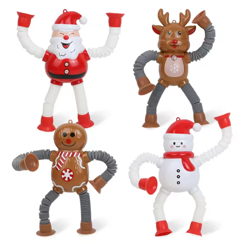 

4 шт., рождественская коллекция, трубки на присоске, игрушки, декомпрессионная растягивающаяся трубка, сенсорные игрушки для снятия стресса для детей и взрослых, подарок на вечеринку