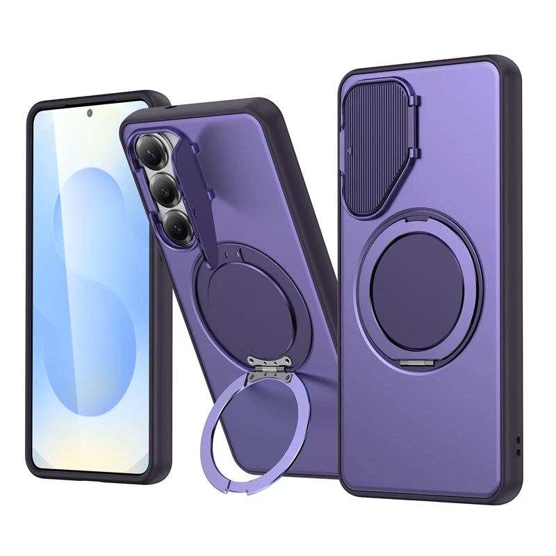 360°Rotation Bracket Magnetic Case For Samsung Galaxy S26Edge S25 S24 Ultra Plus A37 A57 A06 A17 A36 A26 Shockproof Camera Cover