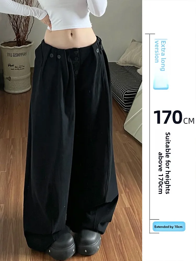 

Extended American Design Casual Pants Women's Spring Autumn New High Waist Drapey Wide Leg Floor Length Trousers