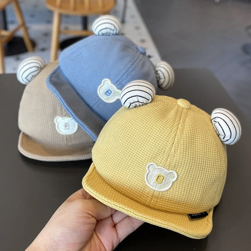 

Solid Color Cartoon Baby Baseball Hats Summer Soft Brim Kids Duck Tongue Cap Cute Cotton Toddler Sunshade Visors
