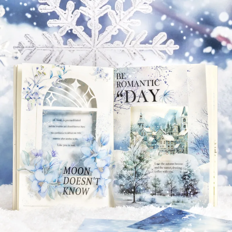 Mr. Paper, Winter Snow Theme Landscape Decoration Material Stickers DIY Scrapbook Diary Notebook Phone Case Handmade Material