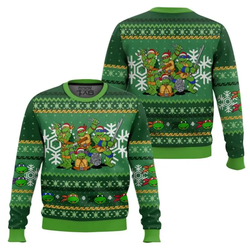 TMNT L D R M Ugly Christmas Sweater 3D Funny Holiday Party Pullover Warm Cozy Plus Size Sweaters Mens Womens Xmas Gift 2026