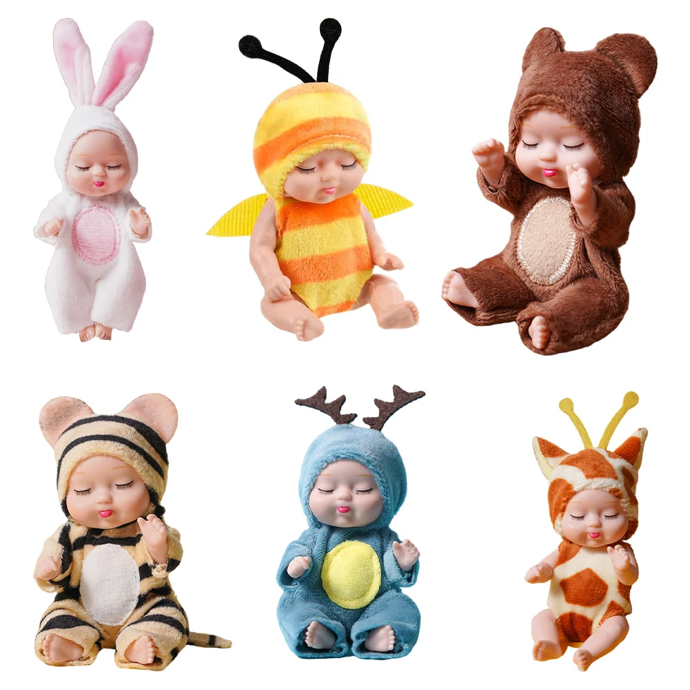 1/6 Stuks 11Cm Mini Reborn Babypop Simulatie Wedergeboorte Poppen Speelgoed Leuke Slapende Baby Serie Pop Levensechte realistische Babypop Speelgoed