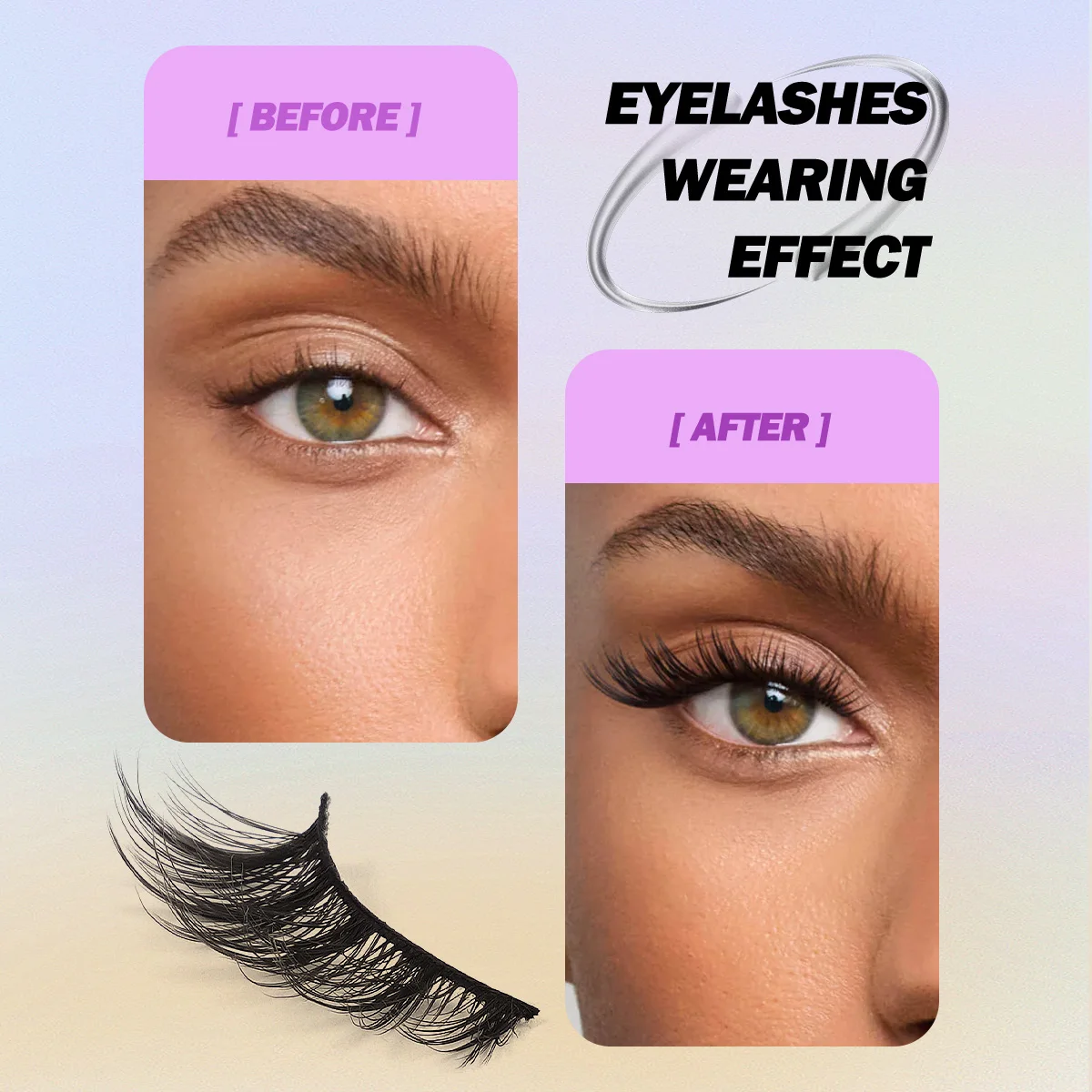 MAGEFY 5 Paar Fuchs-Wimpern, 8–16 mm, verlängerte Wimpern, Katzenaugen-Stil, um die Augen zu vergrößern, Augenschönheitszubehör für Frauen/Anfänger