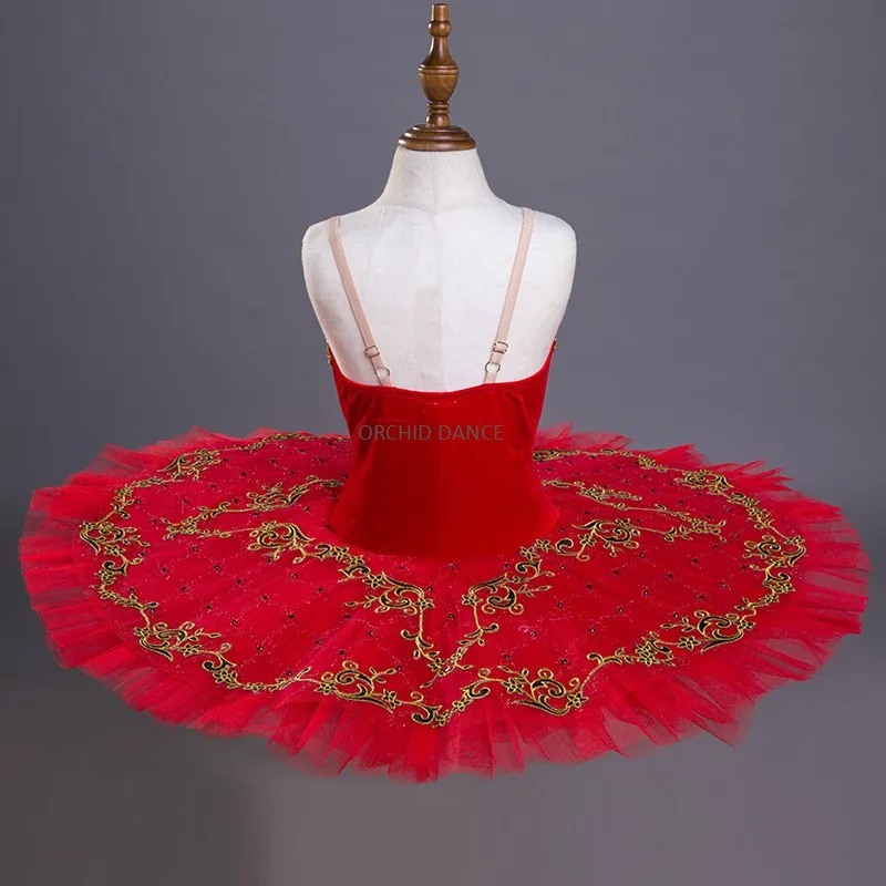 High Quality Kids Girls Red Velvet Ballet Dance Costumes Child Dance Performance Tutu