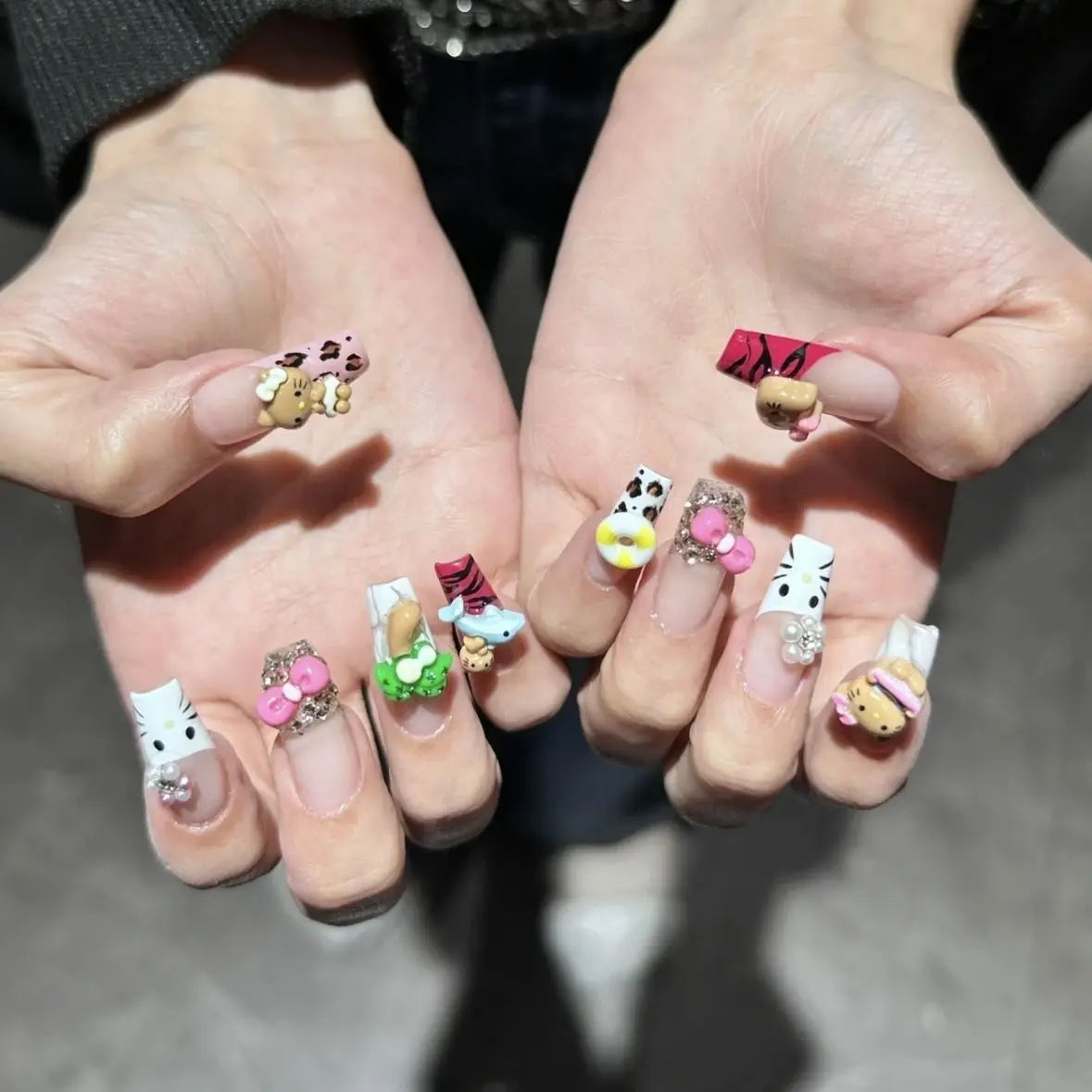 Esmalte de uñas 3D de hellokitty-lindo gato desmontable, lindo regalo de fiesta de Instagram