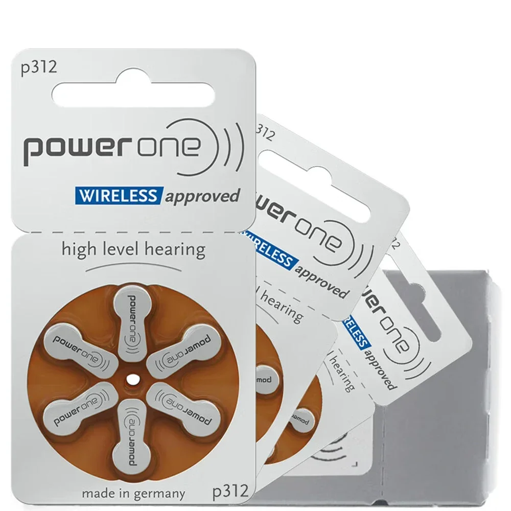 120 PCS/20 Cards PowerOne P312 Hearing Aid Batteries 1.45V 312 312A A312 PR41 Zinc Air Battery for BTE CIC RIC OE Hearing Aids