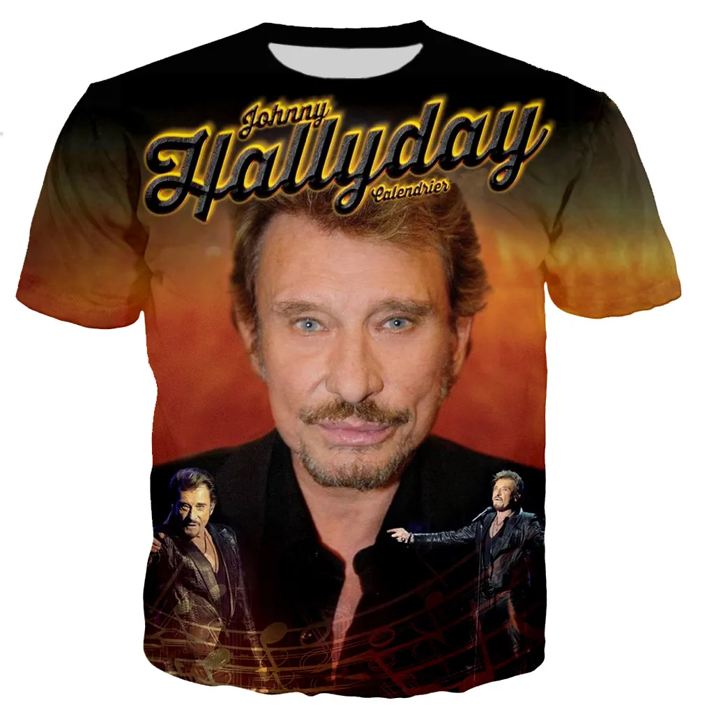 Pop Singer Johnny Hallyday T-shirts 3D Print Summer Tees Streetwear O Neck Short Sleeve TShirt Oversized Men Women Unisex Tops