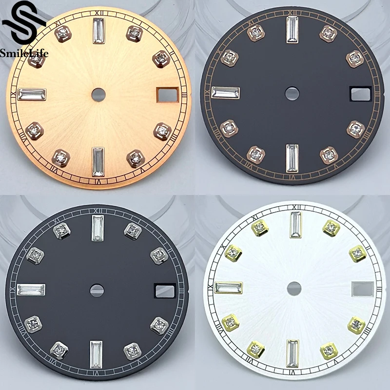 SmileLife Dial 28.5mm Sun Patterned Diamond Surface S Dial New Diary Watch Dial for Seiko NH35/36 4R Movement Modified Repair