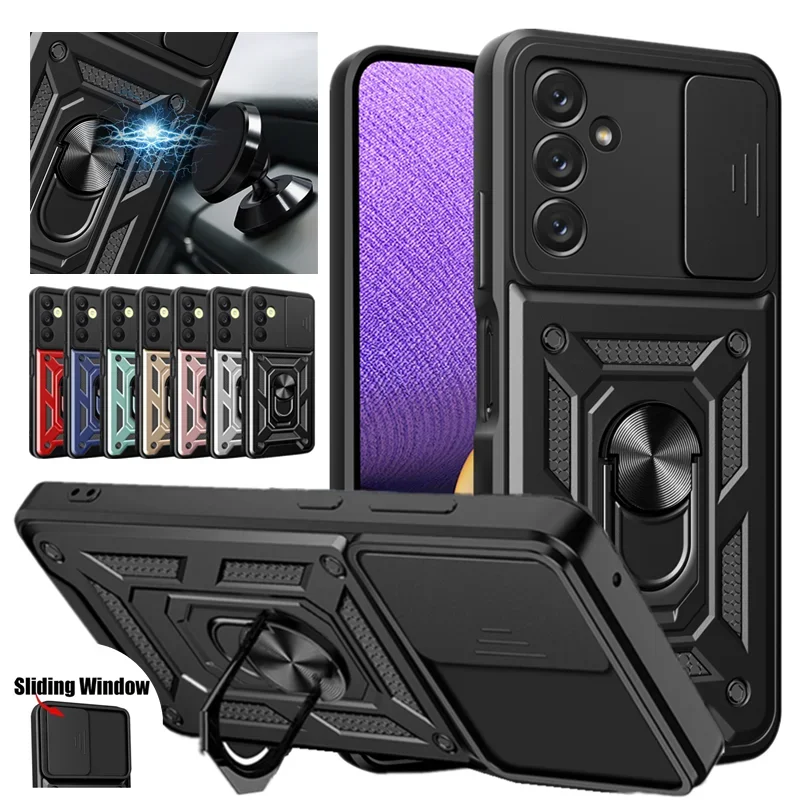 Armor Case For Samsung Galaxy M15 M35 M55 5G M14 M34 M54 M23 M33 M53 Cover Lens Protection Ring Magnetic Holder Coque Fundas