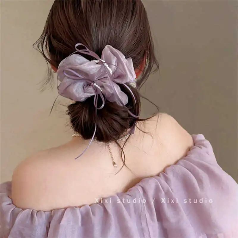 

Elegant Hair Tie with Satin Bow & Sheer Mesh - Women's Delicate Hair Accessories for Ponytail, Bun, Updo (Trendy & Formal)