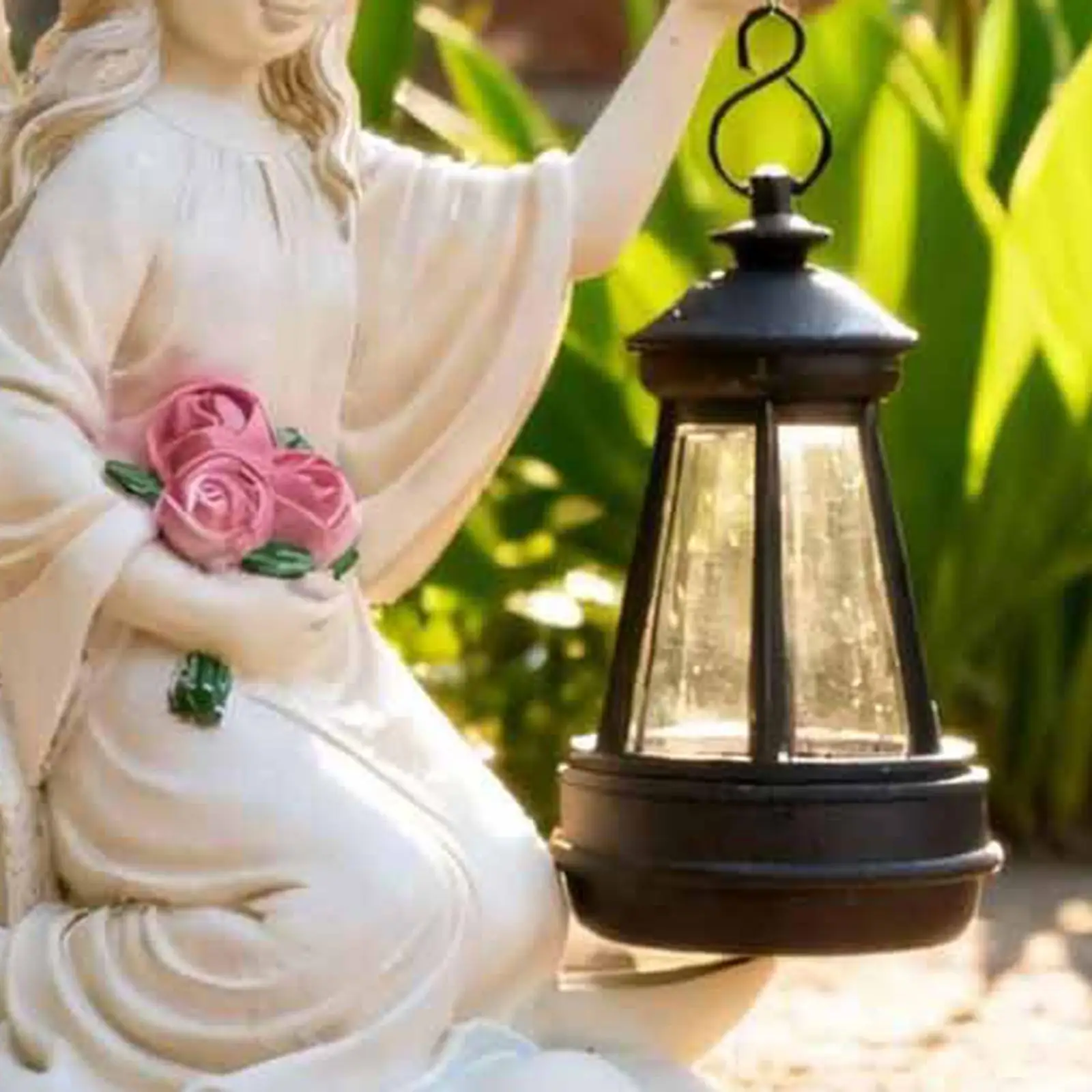 

Angel Statue Outdoor Solar Garden Light Lantern Resin Sculpture Weatherproof for Porch Lawn Home Yard Decorative Lighting