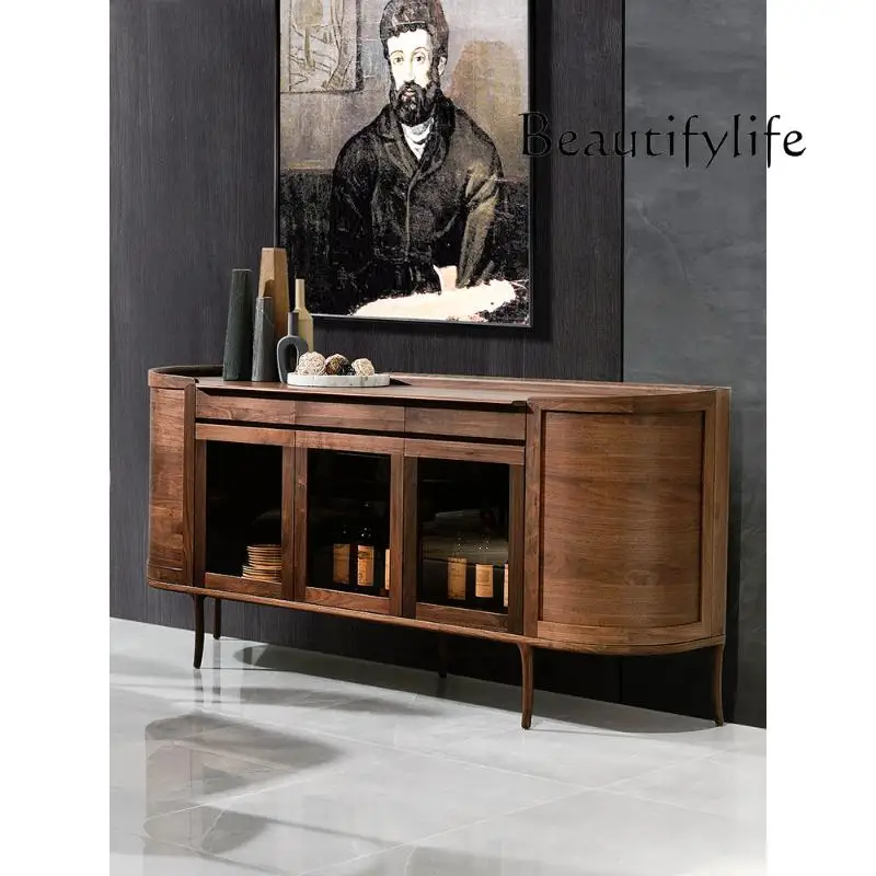 Nordic Light Luxury Solid Wood Tea Cabinet American Retro Sideboard Cabinet Modern Simple Home Wall Locker