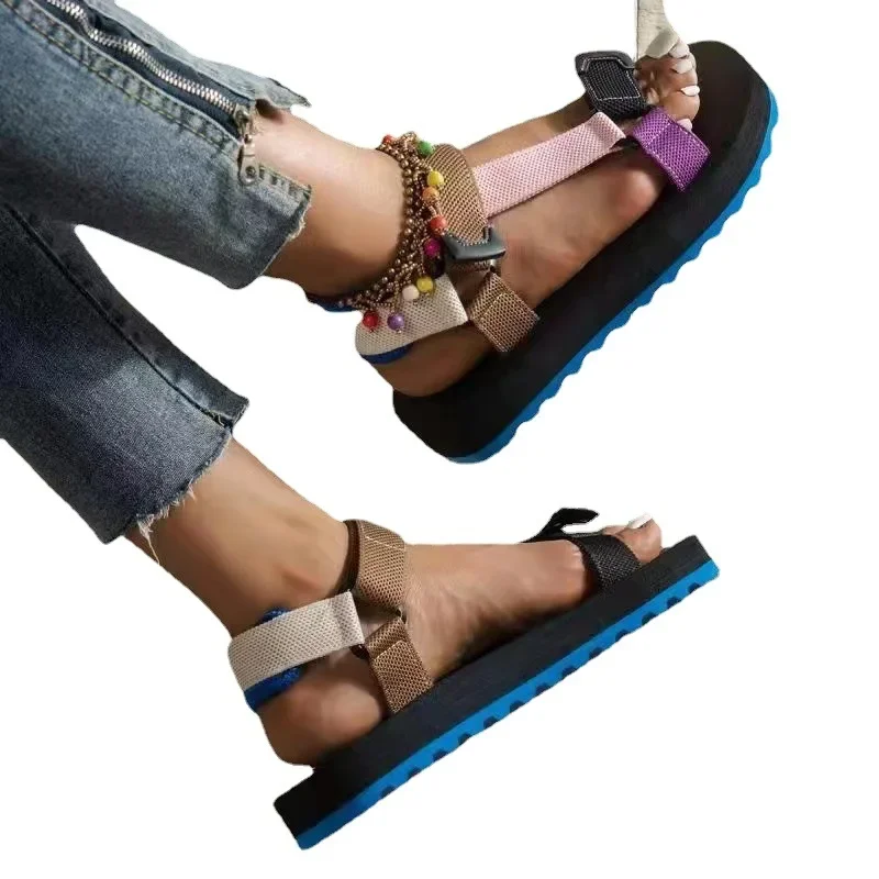 Sandalias con hebilla antideslizante para mujer, zapatos de playa informales y duraderos para exteriores, talla grande, verano