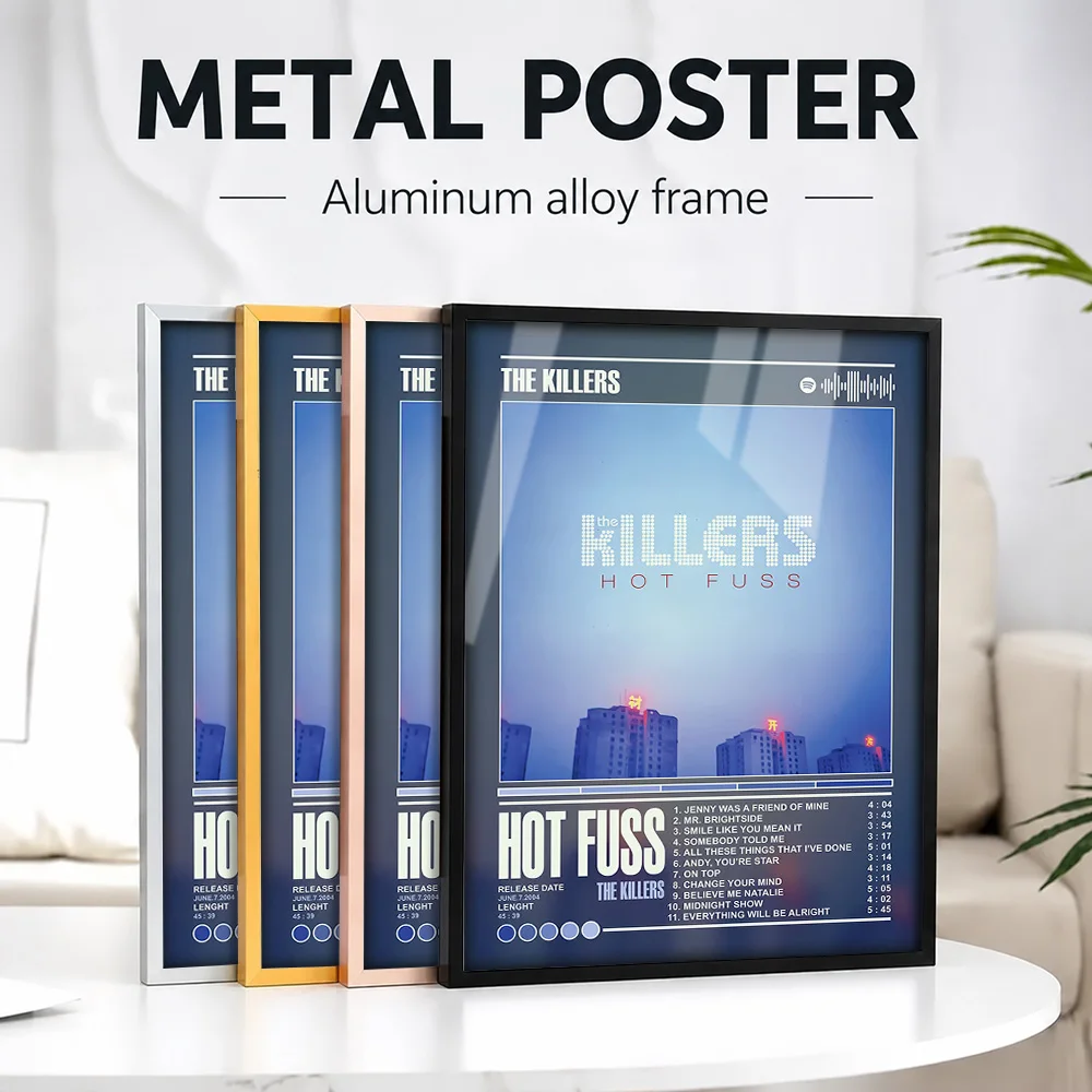 The Killers Hot Fuss Album Framed Metal Print Customized Photo Collector Sleeve Style Wall Art For Home Office Audiophile Gift