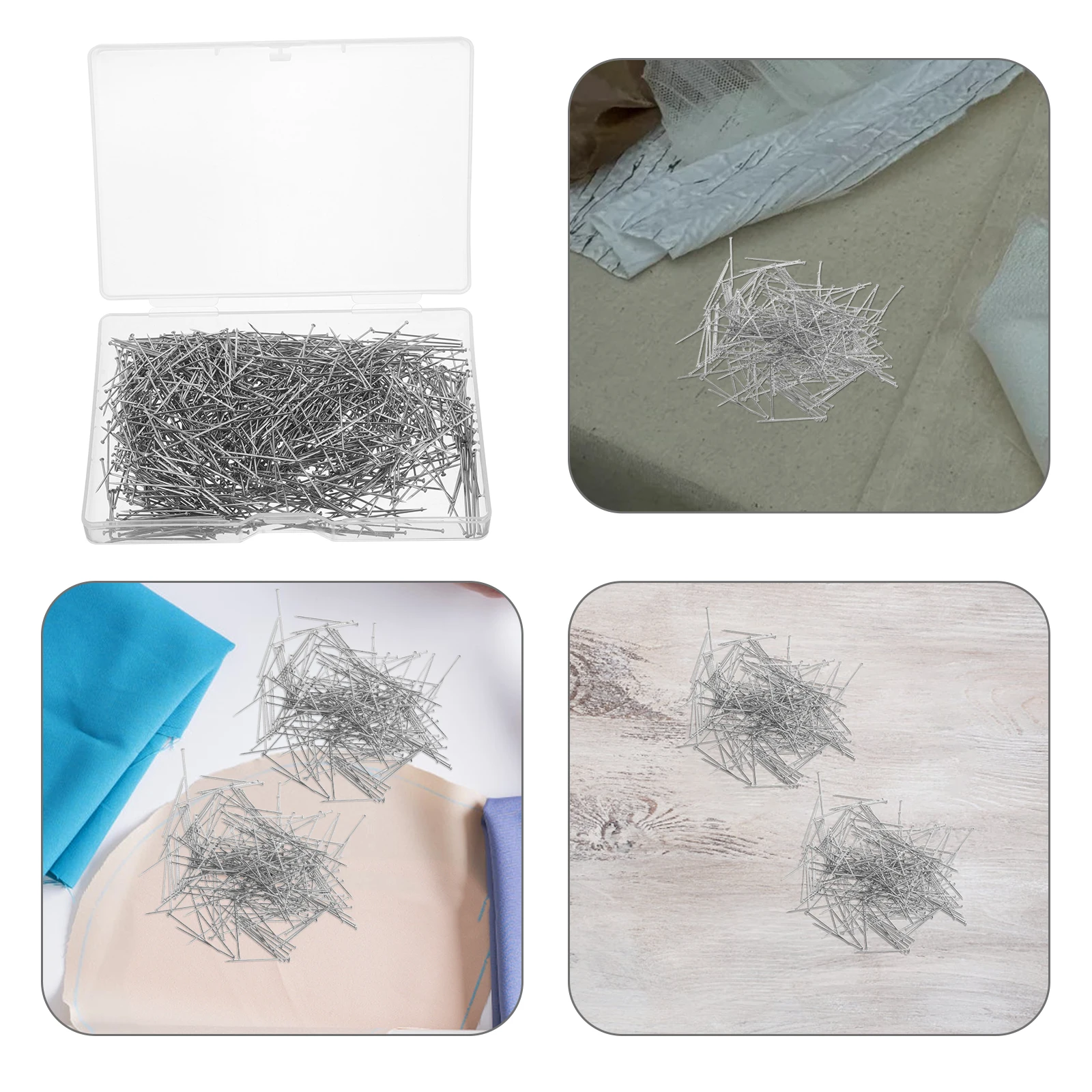 

Sewing Positioning Pins Flat Button Head Pins Silver Electroplated Wear Resistant Easy Insertion Removal Storage Box