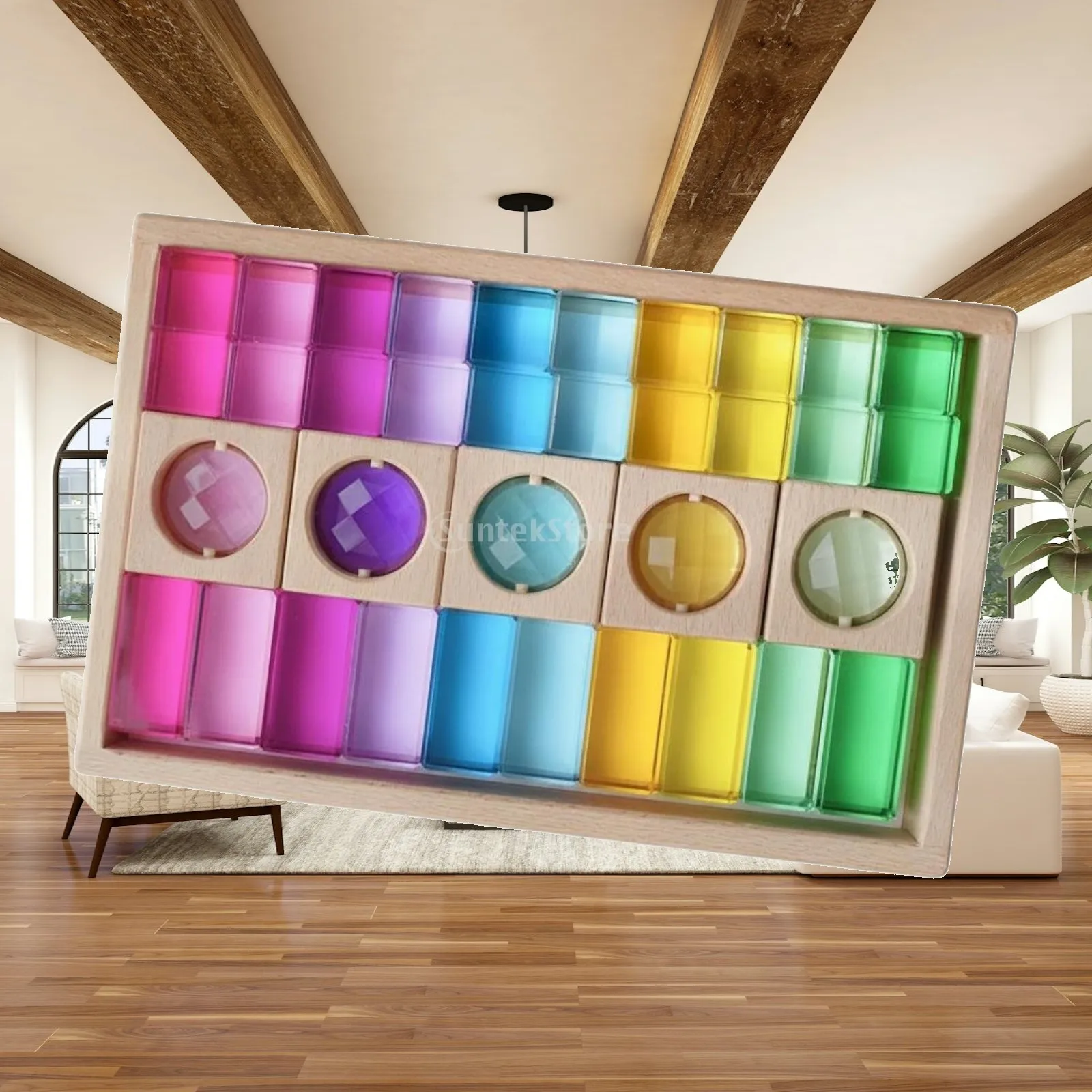 Acrylic Gemstone Building Block Toy Inset Pieces Kids Play Item Sensory Learning