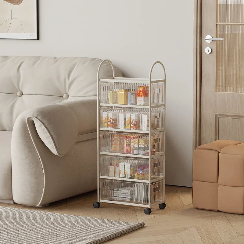 Movable Living Room Home Storage Debris Floor-standing Multi-layer Narrow Slit Storage Rack Kitchen Debris Iron Storage Cart