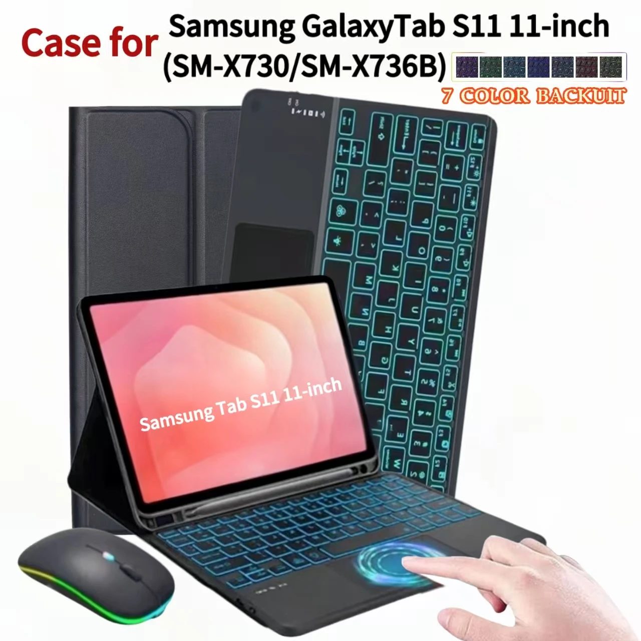 Case for Samsung Galaxy Tab S11 11 Inch 2025, Wireless Bluetooth Keyboard Cover for Galaxy Tab S11 11-Inch Tablet Case