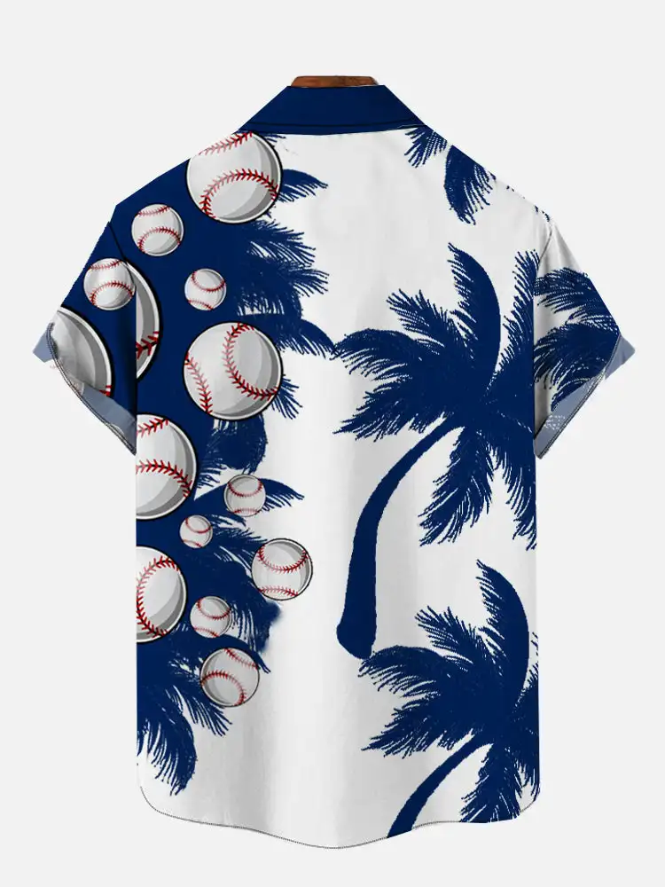 Summer Coconut Tree Print Shirts Men\'s Hawaiian Shirts Beach Leisure Fashion Shirt Beach Landscape Element Short Sleeve Shirts