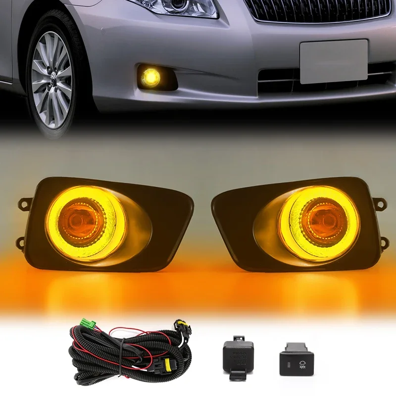 Luz Led antiniebla para coche, lámparas de circulación diurna, cables, interruptor de relé, blanco y amarillo, DRL, para Toyota Corolla AXIO 2011, FIELDER 2007