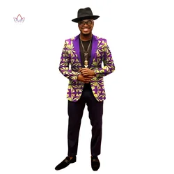 Bintarealwax African Jacket for Men African Long Sleeve Top African Clothing Dashiki African Print Blazer Men Outfits WYN202