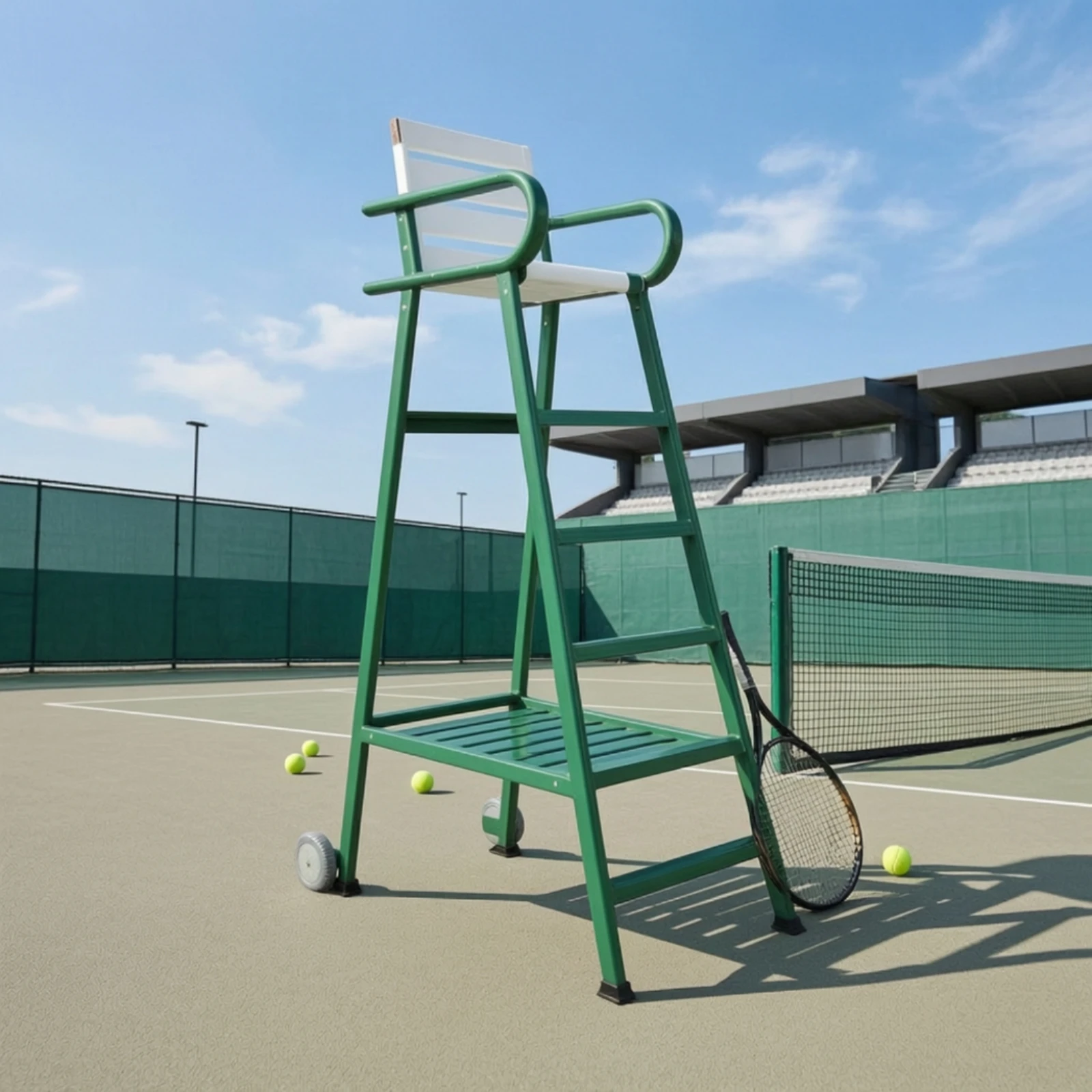 Tennis Umpire Chair with Wheels Mobile Tennis Umpire Chair Weather-Resistant Heavy-Duty for Umpires, Tournaments