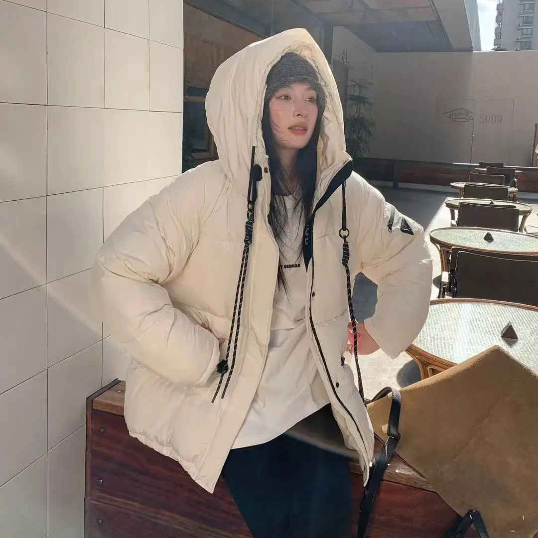 2025 inverno feminino jaqueta de algodão com capuz quente casual commuter jaqueta grande