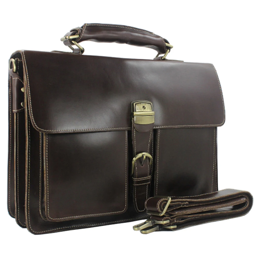Fashion High Class Italian Genuine Leather Briefcase Men\'s Business Bag Leather 15.6\