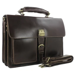 Fashion High Class Italian Genuine Leather Briefcase Men's Business Bag Leather 15.6