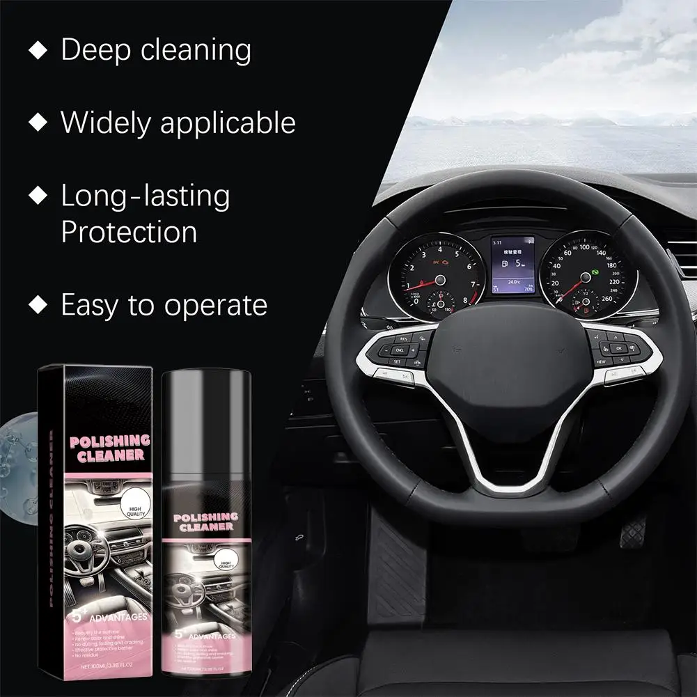 100ml Car Interior Detailer & Cleaner, Polishing Polish for Multi-Surface Use, Enhances Vehicle Interior Shine, Restores Luster