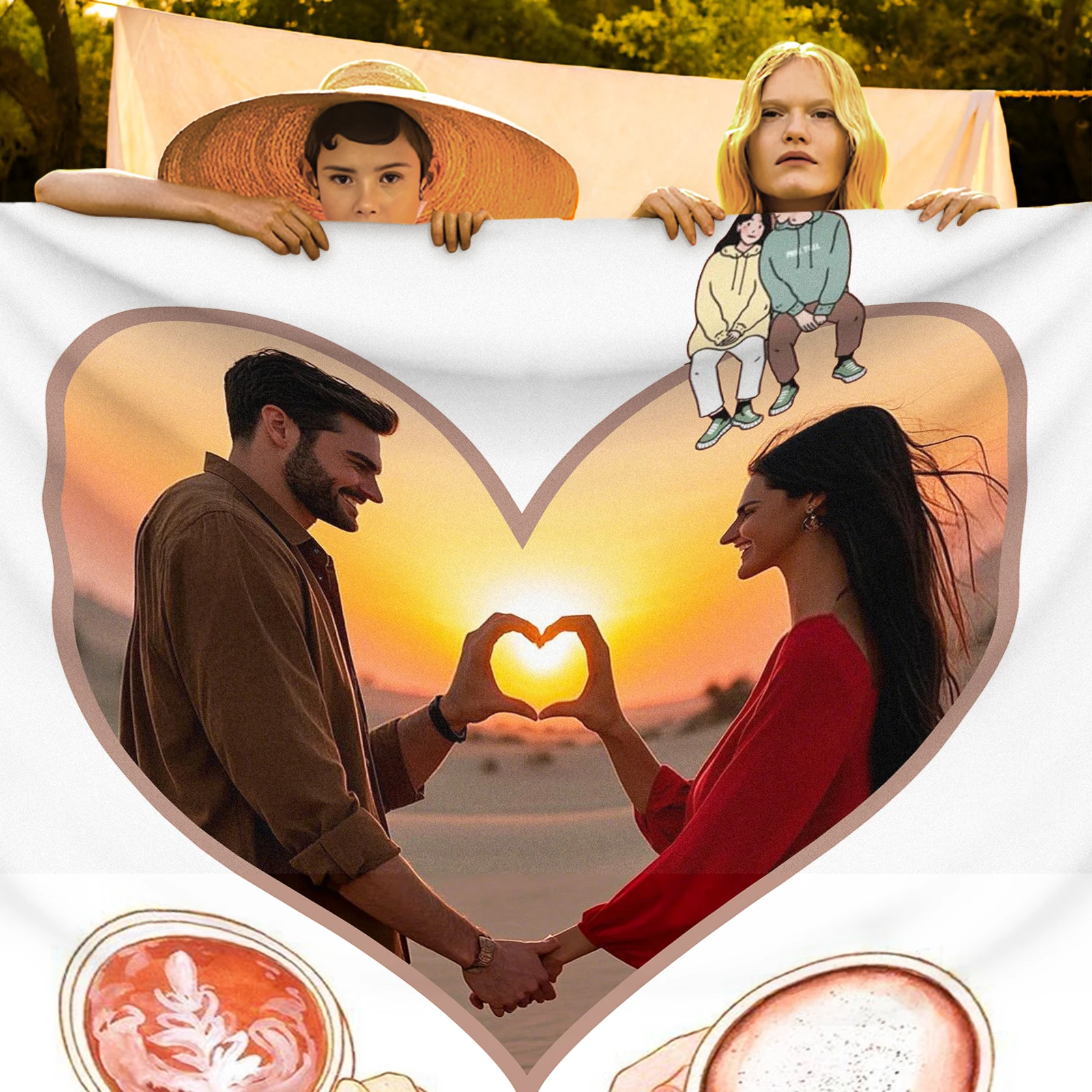 White Love Couple Customized Blanket with Photo and Text Love Anniversary Gift for My Wife Husband Boyfriend Girlfriend Lover