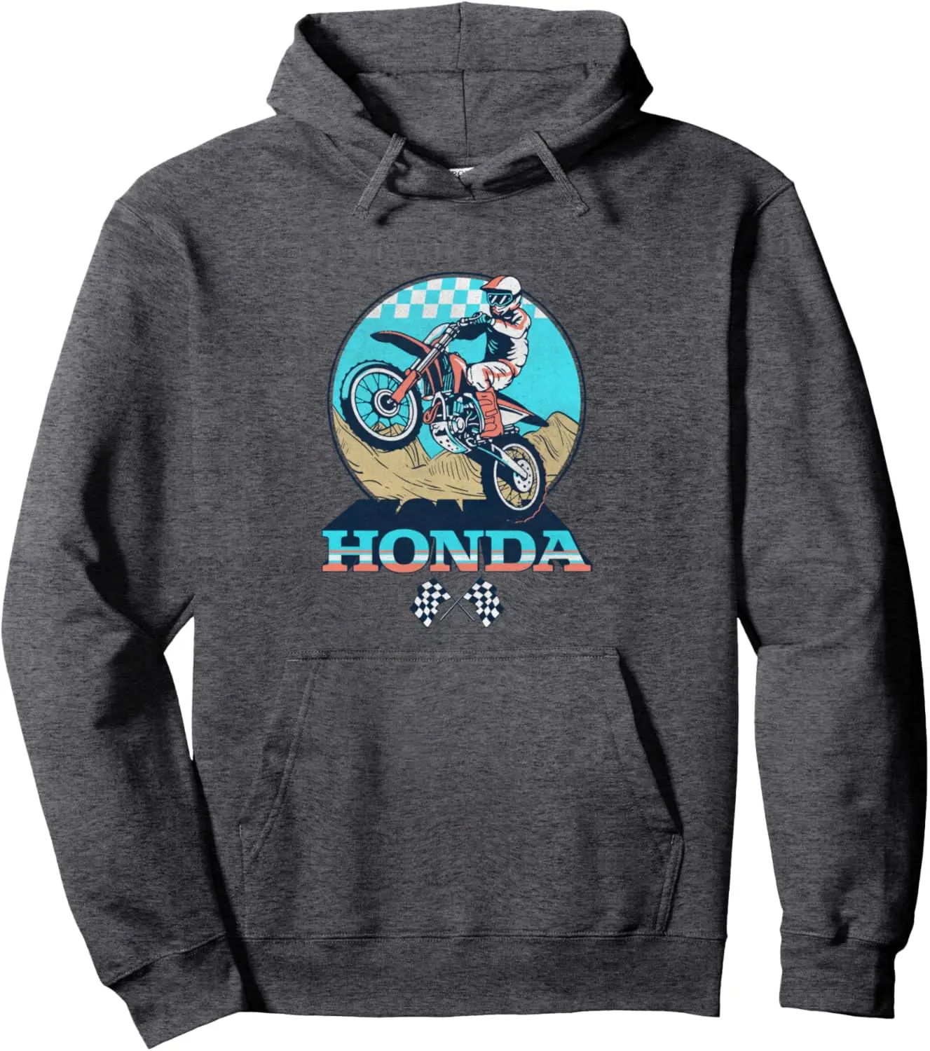 

Honda Powersports Retro Motorcycle Spring and Autumn Hoodie Retro Car Hooded Sweater Sports Unisex Print Casual Jumper Top