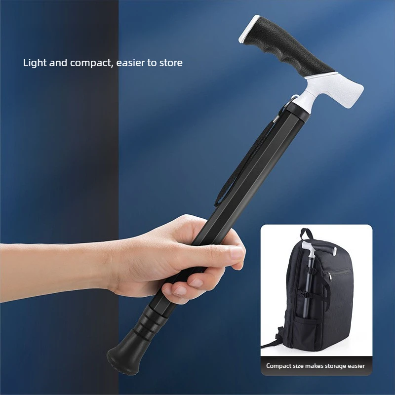 Lightweight Easy Store Adjustable Retractable Non Slip Walking Cane For Old People Dual Use Hiking Walking Stick Mobility Aid