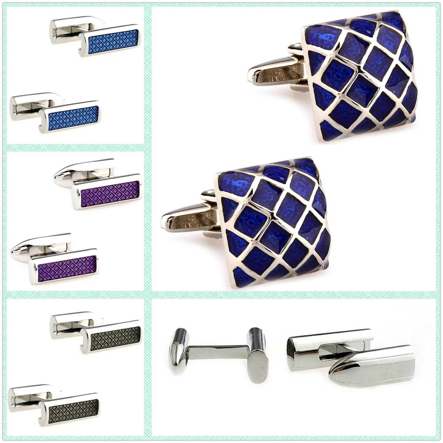 

4 стиля, оптовая продажа, эмалированные запонки, мужские запонки, прямоугольные, 3 цвета, 50 пар