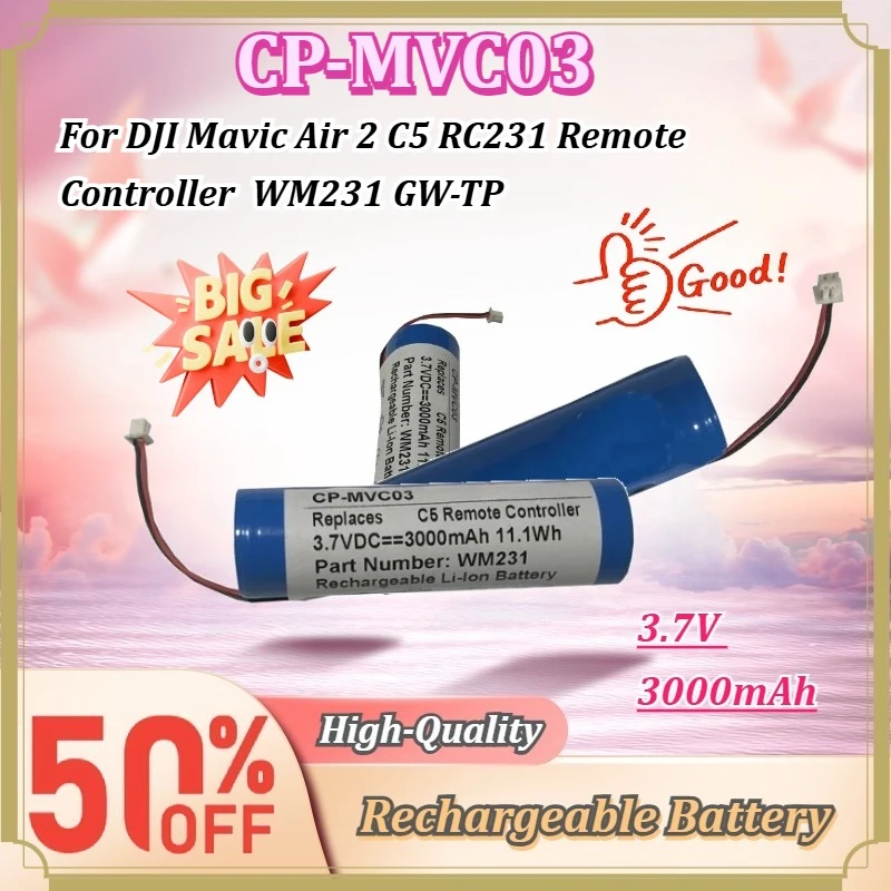 For DJI Mavic Air 2 C5 RC231 Remote Controller 3.7V 3000mAh Rechargeable Li‑ion Battery CP‑MVC03 WM231 GW‑TP