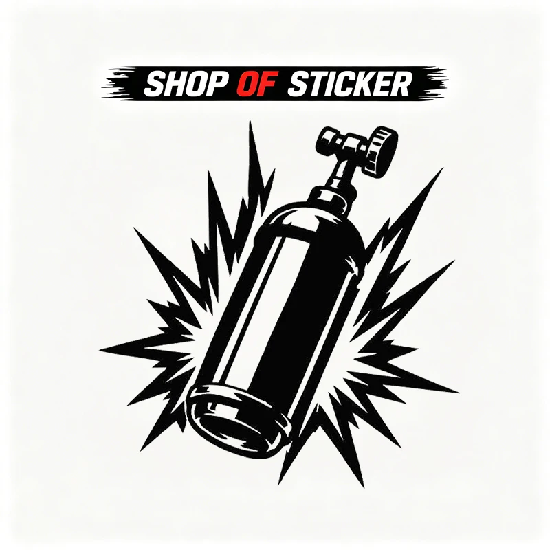 Nitrogen Bottle Car Sticker Decal Explosion Background Auto Vinyl Decals Racing Garage Workshop For Car