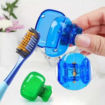 トラベル歯ブラシヘッドカバー、歯ブラシプロテクターキャップ、ブラシポッドケース、ポータブルプラスチッククリップ、家庭旅行