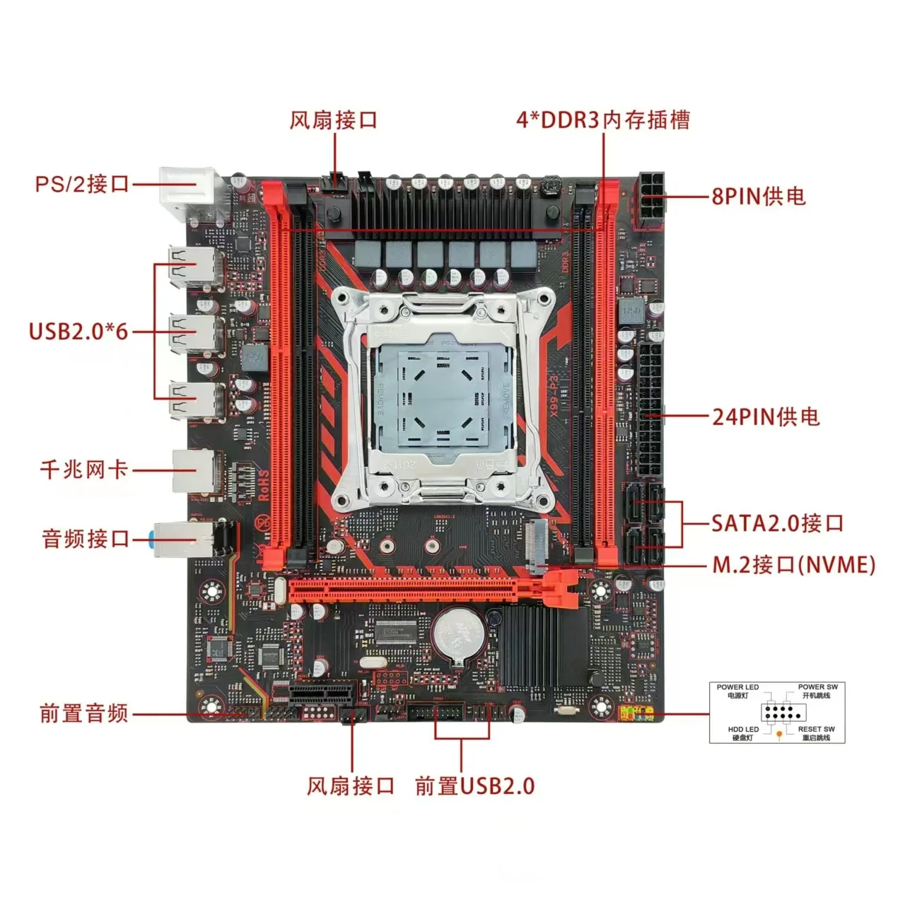 For 5Pcs New X99-P32 Desktop Motherboard LGA2011-3 With 2 DDR3 Memory Slots